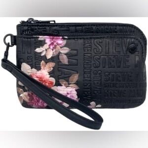 Steve Madden Women's Btrell Wristlet Black Floral Embossed, One Size EUC